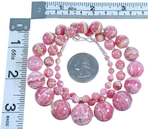 Rhodochrosite And Sterling Silver Bead Necklace SX114392